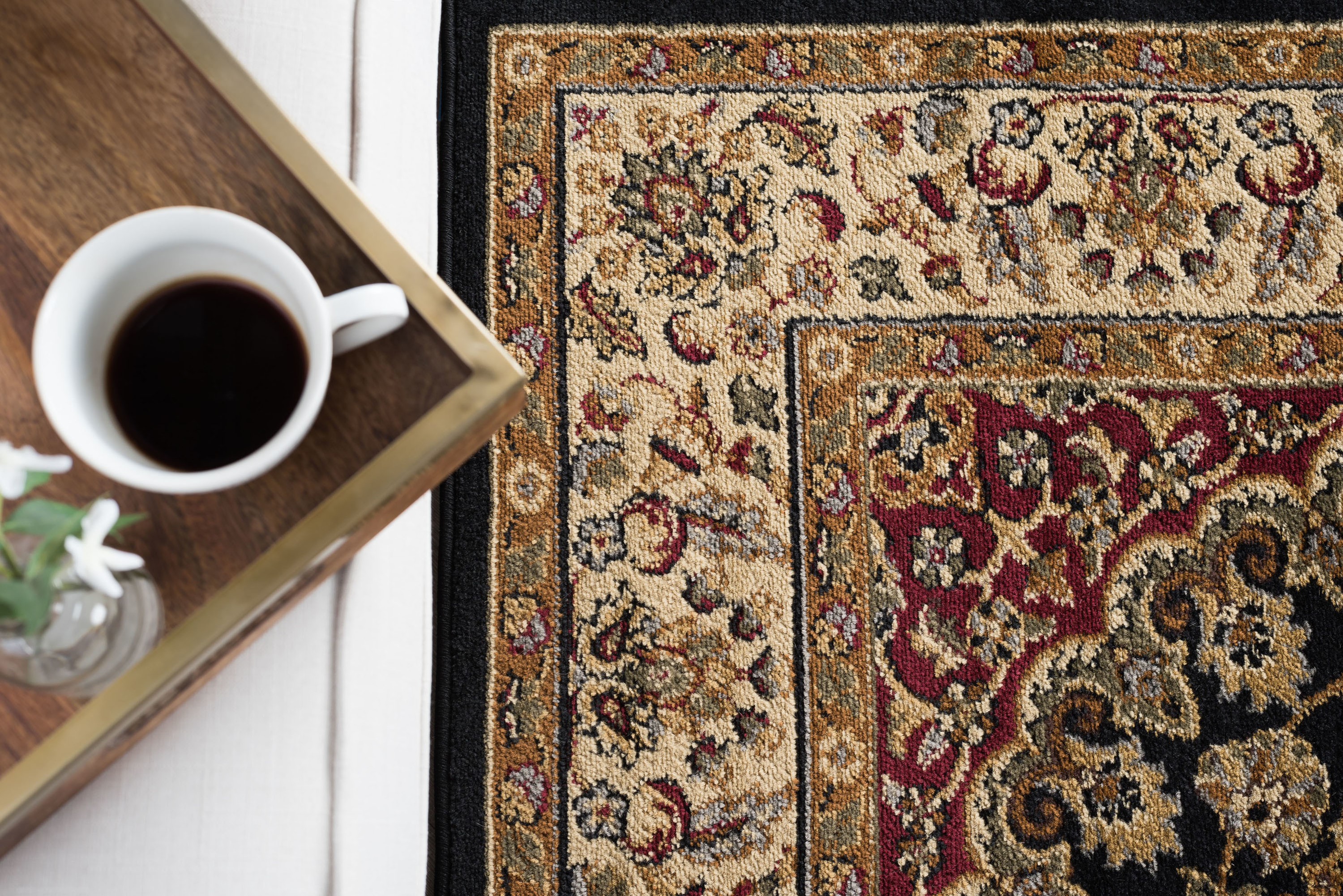 Transitional 5x7 Area Rug (5' x 7') Oriental Black, Red Living Room Easy to Clean