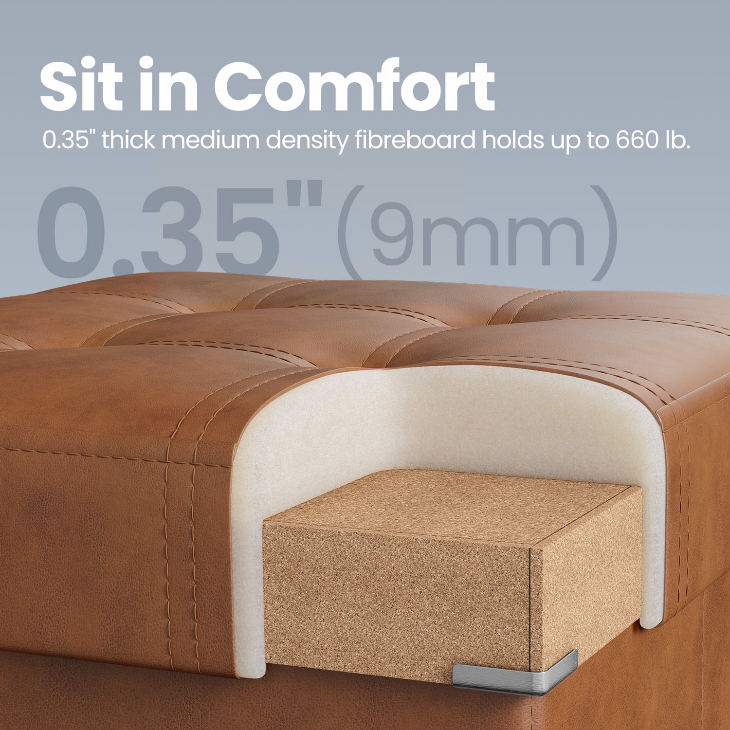 LEDREM Storage Ottoman - 30" Flip-Top Bench, 660lb Capacity, 24-Gallon Storage, Synthetic Leather, Multi-Functional, Coffee Brown
