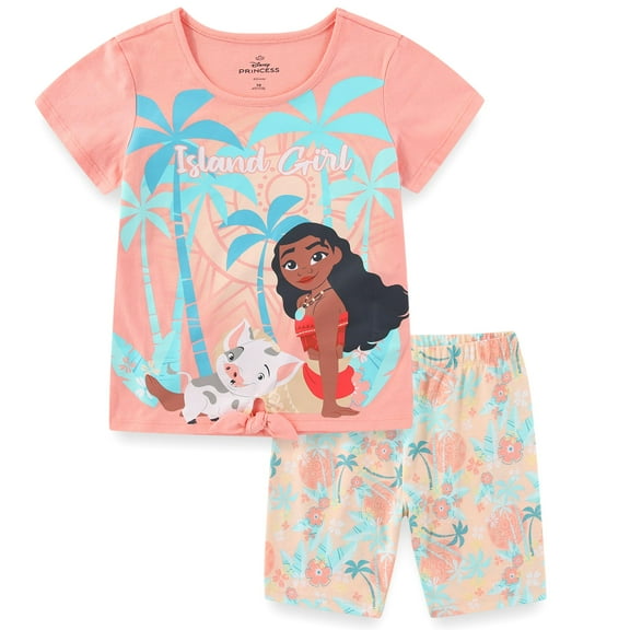 Disney Moana Short Sleeve Shirt and Shorts Set (Girls), 2 Piece Set, Sizes 2T-10