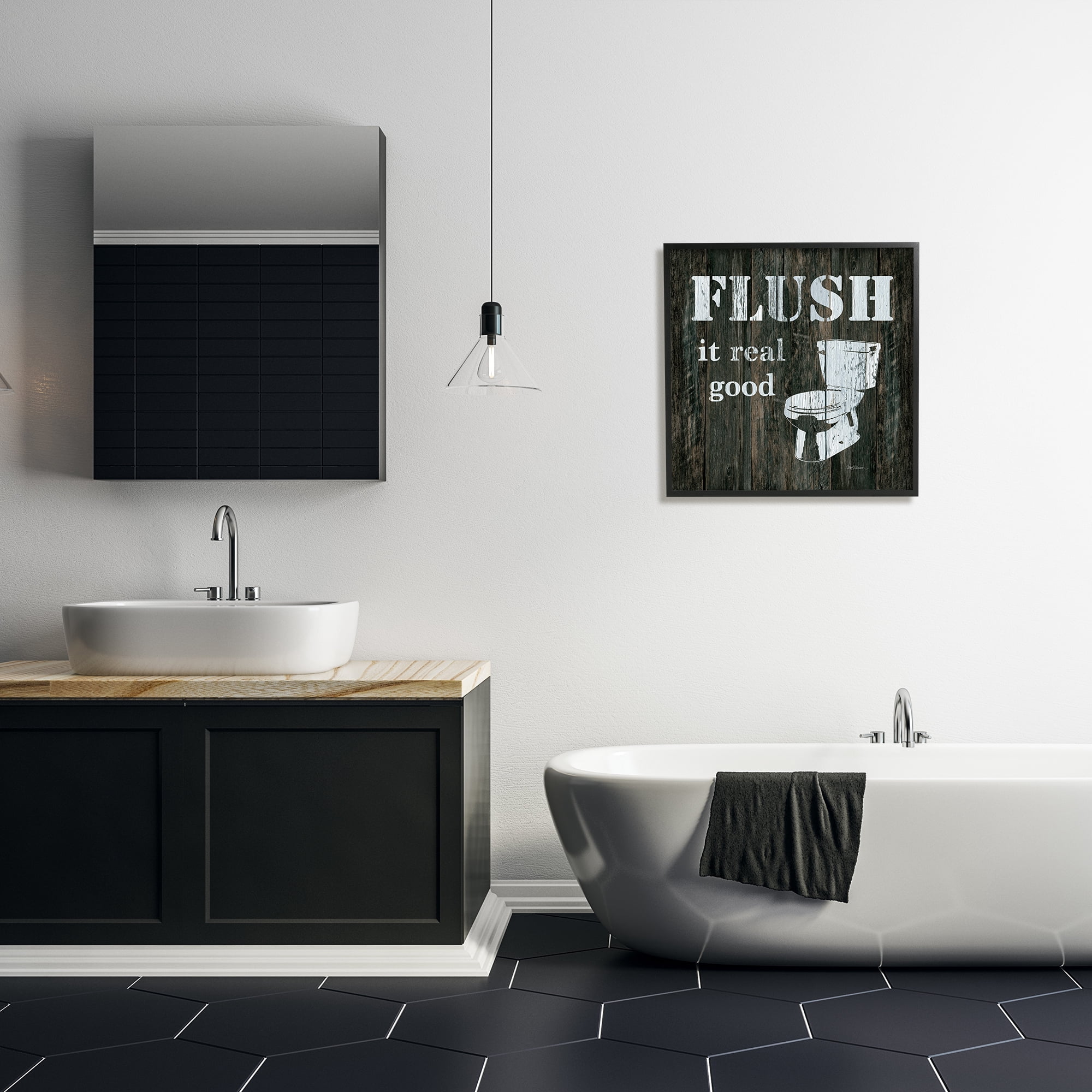 Stupell Industries Flush It Real Good Phrase Vintage Rustic Toilet, 24 x 24, Design by Carol Robinson