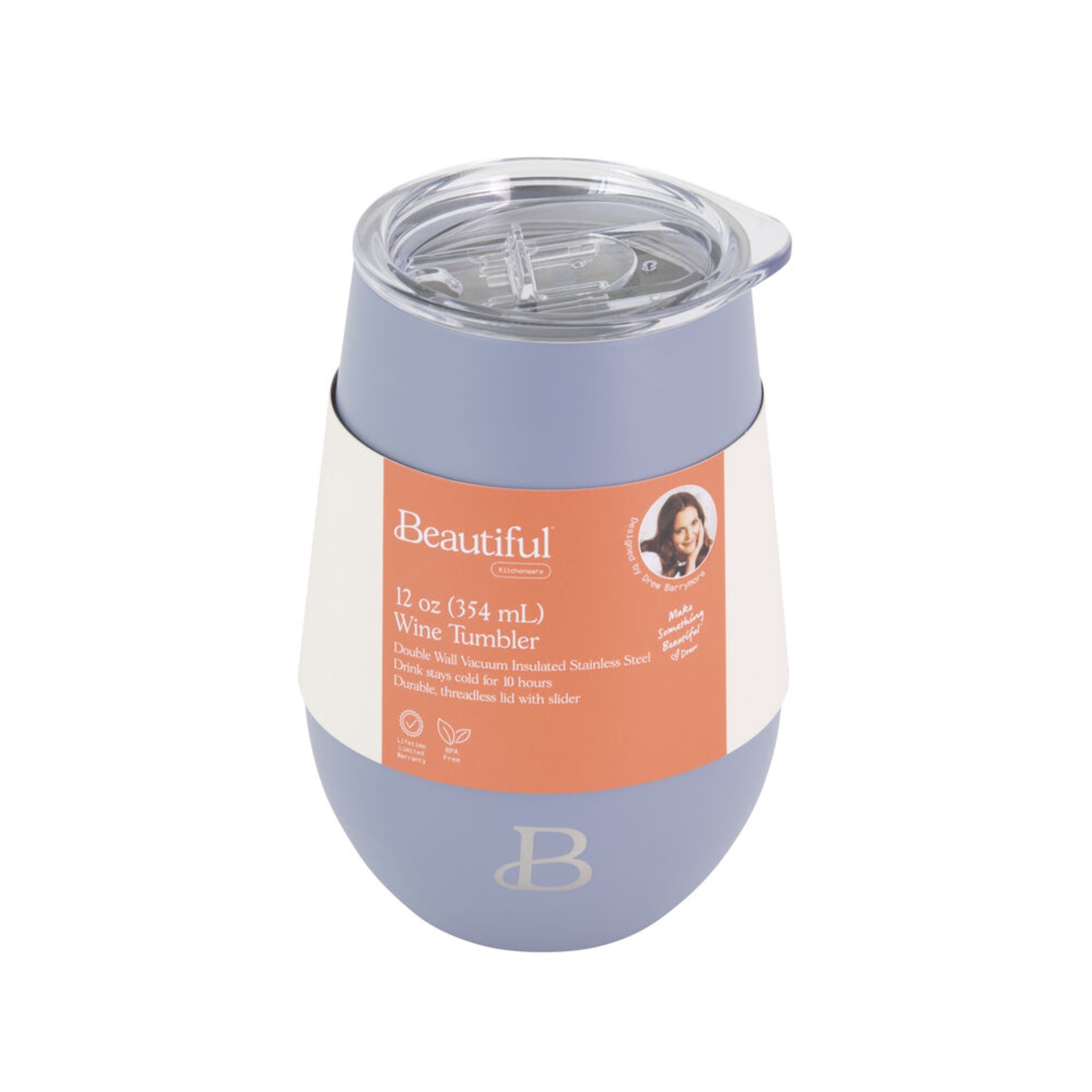 Beautiful 12oz Double Wall Stainless Steel Wine Tumbler, Color Cornflower