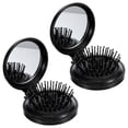 thumbnail image 1 of Cepillo de viaje plegable de 2 piezas con espejo, cerdas desplegables compactas para cabello húmedo y seco, color negro., 1 of 5