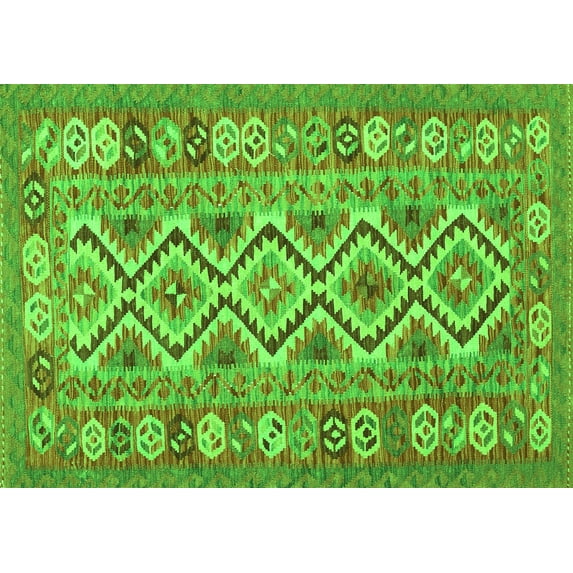 Ahgly Company Indoor Rectangle Southwestern Green Country Area Rugs, 5' x 7'