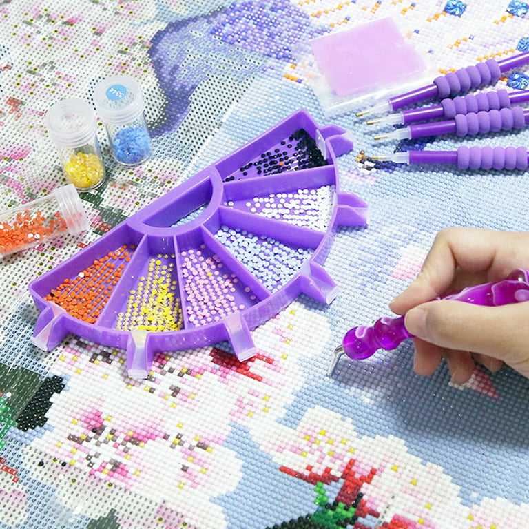 Diamond Painting Purple Trays Drill Plate Small Bead Tray Spoon Heart DIY  Painting with Diamonds Accessories