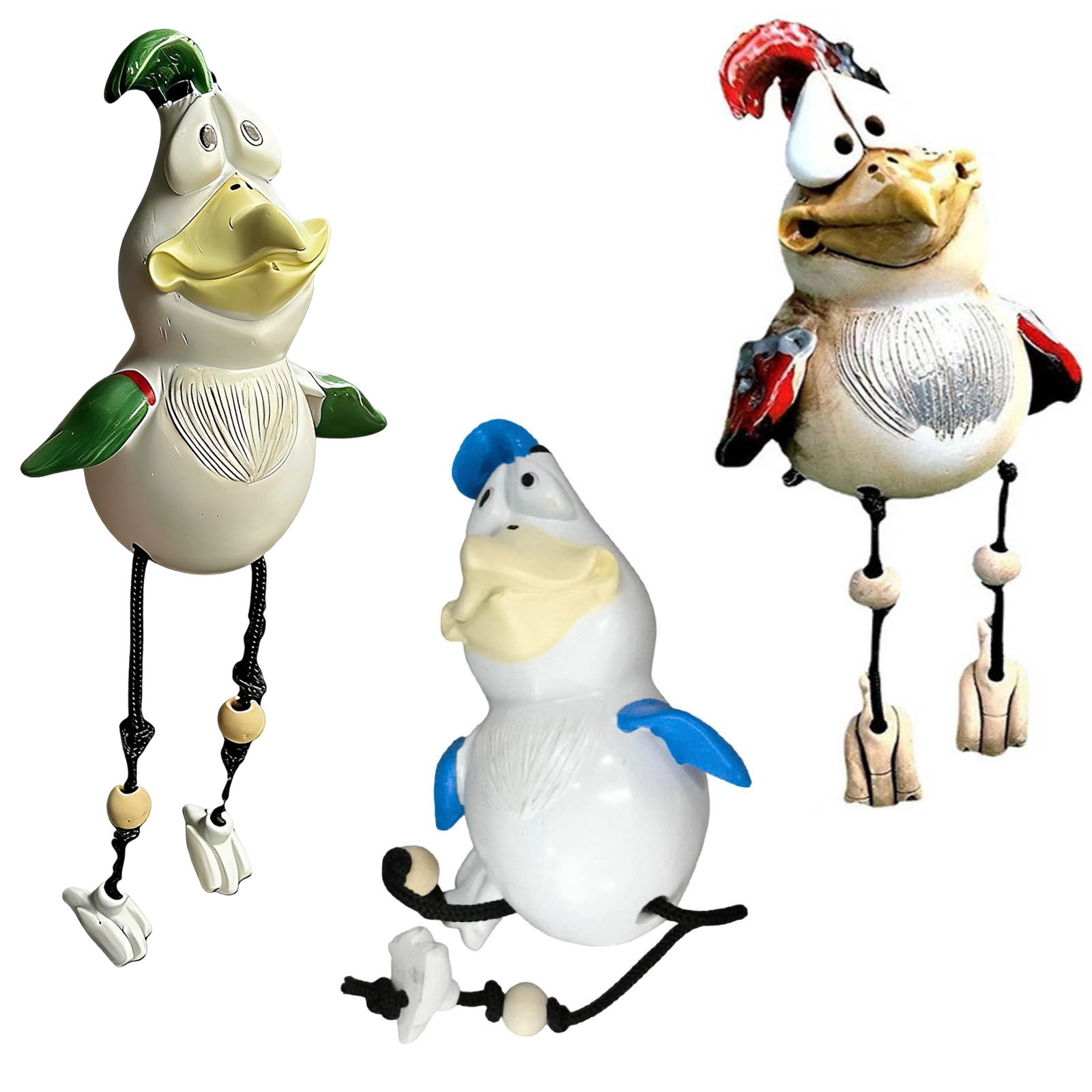 Fufafayo 3Pcs Garden Chicken Decoration, Resin Garden Statue Outdoor Decor, Funny Animal Sculpture Gift for Yard Patio Lawn, Boho Farmhouse Garden Art for Home
