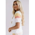 thumbnail image 3 of Women's White Rainbow Striped T-Shirt and Drawstring Shorts Set - [ZhiHiMeRi] | (US 12-14)L, 3 of 12