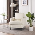 thumbnail image 3 of ZENY Mid Century Accent Chair, Modern Fabric Single Sofa Reading Chair with Wood Legs for Bedroom, Office(Beige), 3 of 12