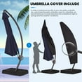 thumbnail image 3 of JEAREY 11FT Curvy Cantilever Patio Umbrellas Large Outdoor Heavy Duty Offset Hanging Umbrella with Base for Swimming Pool, Garden, Porch, Deck, Lawn, Backyard and Market, 3 of 9
