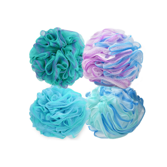 Shower Loofah - Loofah Sponge - Topboutique Bath Sponge for Shower,75g Shower Ball for Women and Men, Shower Essential Skin Care, Sets of 4, Flower Color
