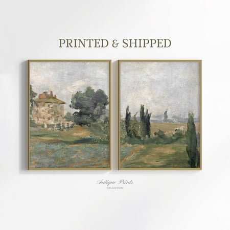 French Country Vintage Mailed Countryside Rustic Wall Art Set 2 Unframed Paper Print 8x12