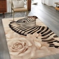 thumbnail image 2 of Elegant Flowers 4x6 Area Rugs for Living Room, Botanical Zebra Pattern Plant Black Non Slip Floor Mat Washable Low-Profile Indoor Carpet for Bedroom, Dining Room, Bathroom, 2 of 9