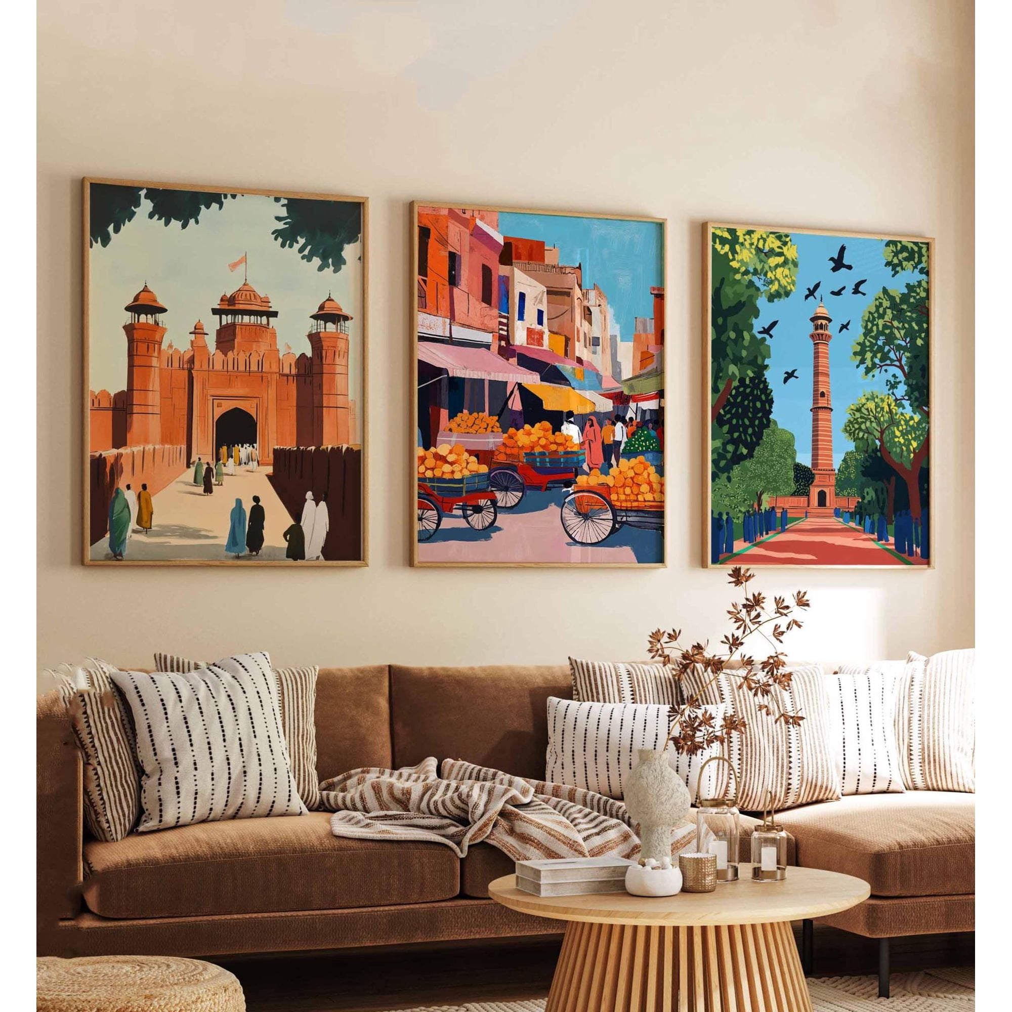 Delhi Posters India Travel Prints Asia Wall Art Set Cityscape Decor Delhi Travel Gift City Print India Travel Art Set 3