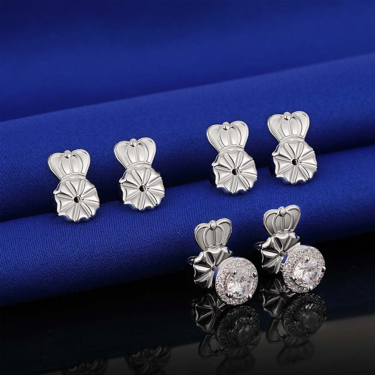 Earring Backs Lifters,3 Pairs Secure Earring Backs for Droopy Ears,Adjustable Hypoallergenic Earring Backs for Heavy Earring(10MM White)