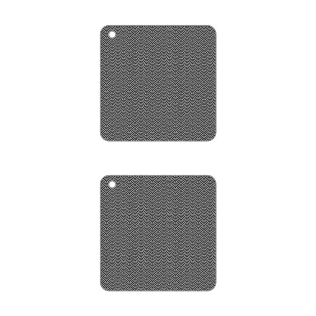 Decodeary Ensemble de Napperons Isolants en Silicone Tapis de Table Tapis de Cuisson Coussin de Plateau de Cuisson pour Micro-Ondes Antidérapant Résistant à la Chaleur Gris Carré 2 Pcs