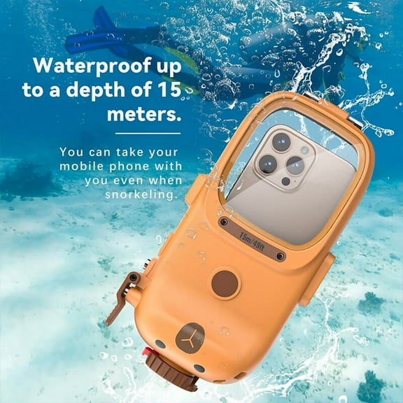 Universal Diving Waterproof Phone Case, Underwater Wireless Connection Photo Video for Surfing Swimming Snorkeling Compatible for iPhone/Galaxy/Google/Motorola Orange