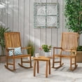 thumbnail image 2 of Noble House Arcadia Outdoor 2 Seater  Rocking Chairs and Side Table Set Teak, 2 of 11