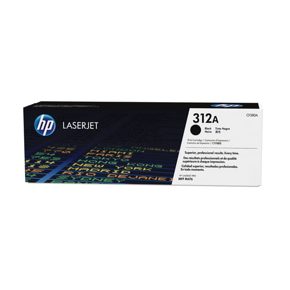 HP 312A Black LaserJet Toner Cartridge, ~2,280 pages, CF380A