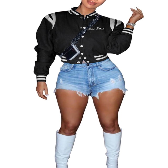 Veste Universitaire pour Femmes à Manches Longues, Veste de Baseball Courte, Manteaux Bomber, Mode Mode Urbaine