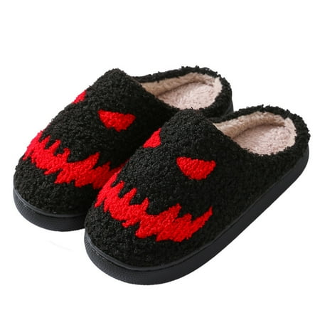 

Fesfesfes Wide Womens Shoes Halloween Ghost Face Warm Winter Cotton Slippers Men And Women Couple Models Home Indoor Cotton Slippers Soft Soles Plush Warm Cotton Slippers 6.5-7(38-39)