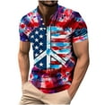 thumbnail image 2 of Mens Shirts Plus Size under $5 Short Sleeve Independence Day Printing Button Round-Neck Casual Blouses 9-Multicolor XL, 2 of 5