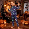 thumbnail image 2 of Family Halloween Pajama Set Long Sleeve Crew Neck, Soft Halloween Family Pajamas with Neon Green Ghost Pumpkin Print, Glow Matching Halloween Pajamas Sleepwear, 2 of 6