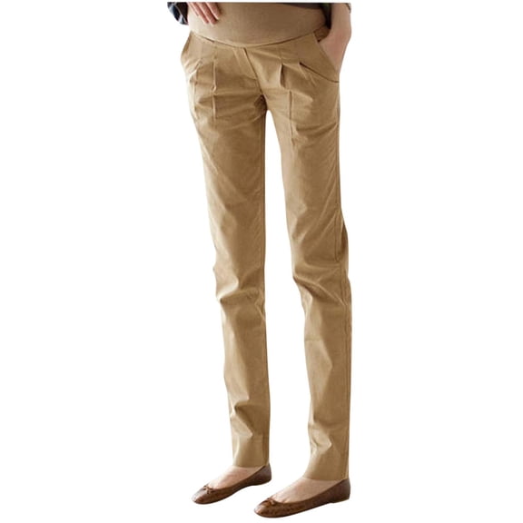 Maternity Work Trousers, High Waisted Suit Pants Over Bump Pants Straight Leg Pregnancy Trousers with Pockets Maternity Stretchy Joggers Lounge Sweatpants Sports Activewear Loungewear