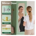 thumbnail image 6 of Armoire Wardrobe Closet, 69.5" H Wood Bedroom Armoires Cabinet with Mirror Door and 3 Drawers, Green Clothing Storage Cabinet with Hanging Rod & Sensor Light for Bedroom-Left, 6 of 8