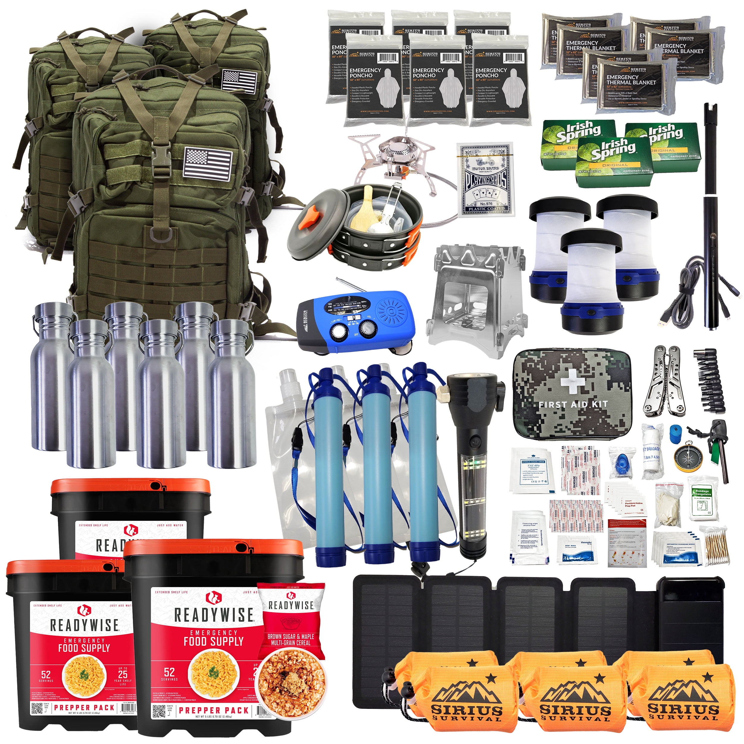 Family Comfort 72 Emergency Survival Kit/Backpack – 72 Hour for 6 People – Disaster Preparedness – Delicious ReadyWise Food, Gear, Lighting, First Aid, Tools & More - Olive Drab