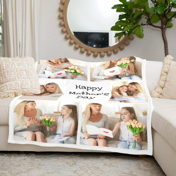 Personalized Gifts for Mom Dad, Custom Throw Blankets with Photos, Customized Gifts for Women Men Family Friend Girlfriend on Birthday Christmas Mothers Fathers Day Valentines Day