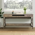 thumbnail image 2 of Pemberly Row Contemporary Wood 59.5" Writing Desk in Rustic Oak, 2 of 6