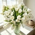 thumbnail image 4 of Tulipanes artificiales de simulación, ramo de 6 ramas | Tulipanes artificiales realistas que no se decoloran ni necesitan riego, 4 of 6