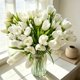 thumbnail image 4 of Tulipanes artificiales de imitación – Ramo de orquídeas artificiales de 6 ramas para decoración del hogar, follaje de plástico que no requiere mantenimiento para el alféizar de la ventana, el d, 4 of 6