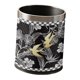 thumbnail image 3 of Cubo de basura redondo decorativo de doble capa con cubierta de cuero sintético para el hogar Negro con borde plateado, 3 of 9