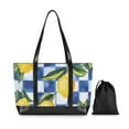 thumbnail image 7 of FORMRS Canvas Laptop Tote Bag for Women with 15.6" Computer Compartments Shoulder Handbag, Lemon Checkered, 7 of 7