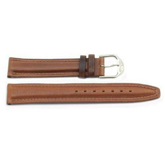 16mm Genuine Leather Smooth Padded Light Brown Watch Band