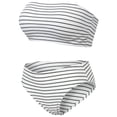 thumbnail image 4 of Bikini de dos piezas Agnes Orinda para mujeres, traje de baño de tirantes caídos, cintura alta, 1X, rayas blancas, 4 of 6