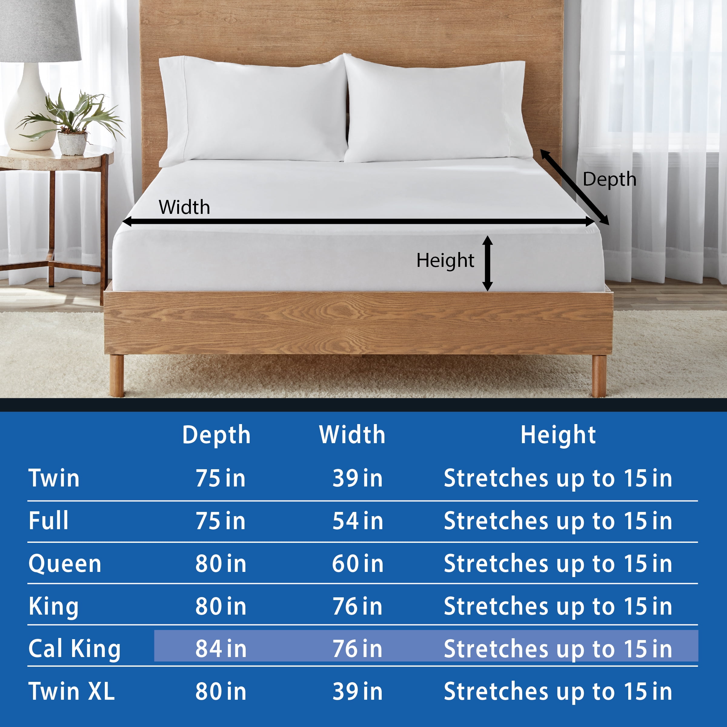 Mainstays Cooling Waterproof Fitted Mattress Protector, California King