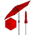thumbnail image 3 of Parasol de Marché pour Patio – Robuste 7,5 Pi Extérieur – Mât en Acier, 6 Baleines – Inclinaison à Bouton-Poussoir et Manivelle – Protection UV, Imperméable – Compatible avec Table – pour Jardin, Terrasse et Cour Arrière – Rouge, 3 of 6