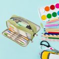 thumbnail image 5 of Canvas Pencil Case Large Capacity Pencil Cases Pencil Pouch with 3 Compartments for Kids School Stationary Office Storage Makeup Bag, 5 of 5