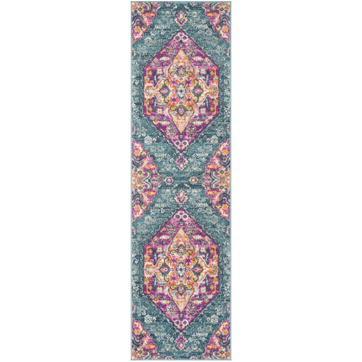 SAFAVIEH Madison Karissa Floral Area Rug, Blue/Fuchsia, 9' x 12'