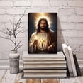 thumbnail image 3 of XUFX Catholic Jesus Lights Candles Wall Art God Print on Canvas Jesus Painting Christian Wall Decor Jesue canvas &nbsp; Framed 8x10inch, 3 of 5