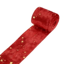 2" x 1 Yard Velvet Ribbon, Double Faced Craft Ribbon with Star, Red