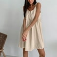 thumbnail image 5 of XuJwPNcy Beach Dresses for Women Cotton Linen Mini Sleeveless Scoop Neck Dress Summer Fashion Vintage Sundress, 5 of 7
