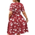 thumbnail image 5 of WellSize Summer Plus Size Dresses for Women Short Sleeve A-Line Midi Dresses Casual Floral Print Beach Dress with Pockets, 5 of 9