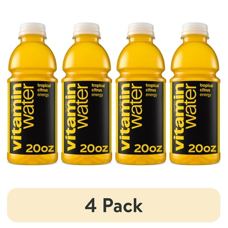 (4 pack) vitaminwater Energy Tropical Citrus Flavored Water Beverage Bottle, 20 fl oz