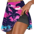 thumbnail image 2 of LEBONYARD Tennis Skirts for Women,Women's Layered Yoga Skirt with Shorts,Women's Summer Leaf Print Pleated Tennis Skirts Stretchy Yoga Fake Two Piece Shorts Skirt Hot Pink M, 2 of 7
