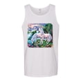 thumbnail image 2 of Unicorn Fanstasy Island Castle Animal Lover Male Graphic Tank Top, White, Small, 2 of 3