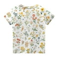 thumbnail image 4 of Abcomgle Girls Top 10-12 Crewneck Floral Print Girls Shirts Summer Short Sleeve Tshirt Fashion Cotton Cartoon Toddler Tops Girls 1-2 Years,Green, 4 of 5