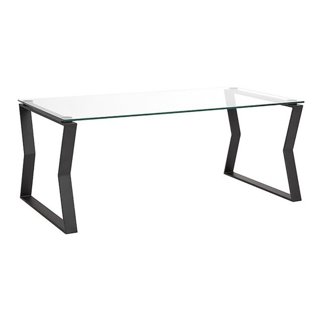 Home Gear Table Basse Ark Moderne en Métal avec Plateau en Verre Trempé Noir