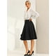 thumbnail image 4 of Falda midi plisada para mujer con decoración de botones, cintura alta, informal, para oficina, faldas de columpio Negro XS, 4 of 6